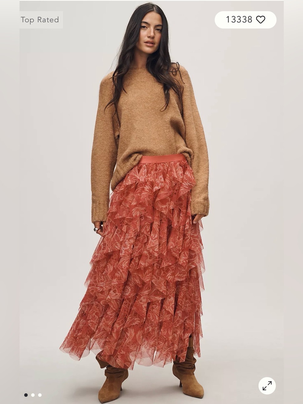 Anthropologie Chéri ruffled tulle Midi Skirt: NWT
